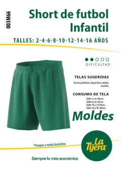 Molde Short Fútbol Infantil - Comprar en La Tijera