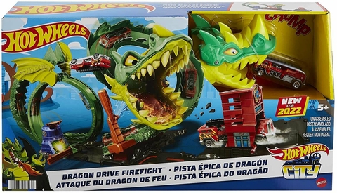 Hot Wheels Pista Epica de Dragon con Camion Bombero Mattel