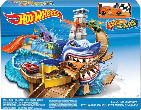 Hot Wheels Pista Tiburon Auto Sharkport Showdown Cambia de Color Mattel