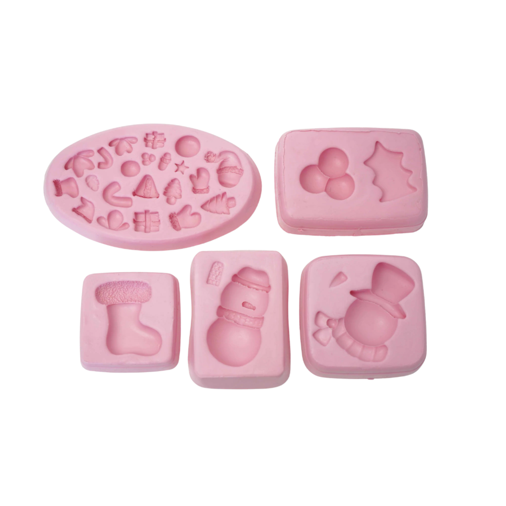 Molde De Silicone Para Biscuit - Kit Natal-1 Com 5 Modelos. |Cód. 2459 Molde De Silicone Para Biscuit - Kit Natal-1 Com 5 Modelos. |Cód. 2459