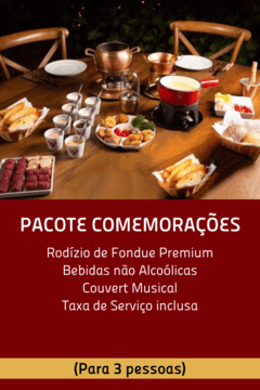Pacote Comemorações - Rodízio Premium (para 3 pessoas) - Uso Chalezinho MORUMBI - comprar online
