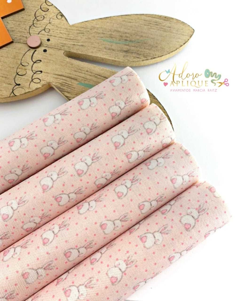 Lonita Tecido Coelhinho Da Pascoa Rosa Candy 24x67 Cm