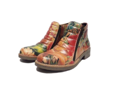 Art. 9564 de cuero vacuno estampado flor clásica para mujer