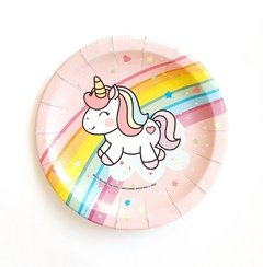 Plato unicornio arcoiris x 10 unidades - comprar online