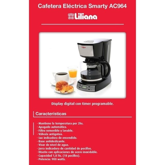 Cafetera Electrica Liliana Timer Programable AC964