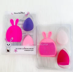 Set Bunny de un limpiador de brochas + 2 esponjas para maquillaje Set Bunny de un limpiador de brochas + 2 esponjas para maquillaje