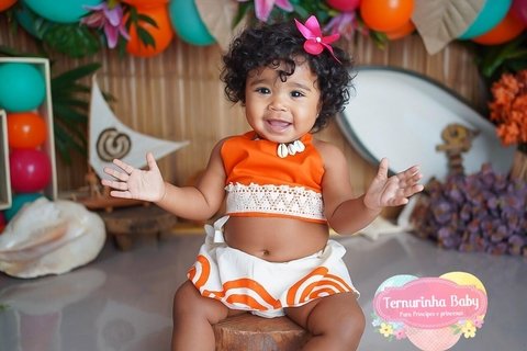 Fantasia Moana Roupinha Moana Baby Princesa Havaiana - R$ 219,8