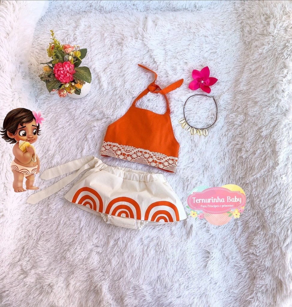 Fantasia Moana Roupinha Moana Baby Princesa Havaiana - R$ 219,8