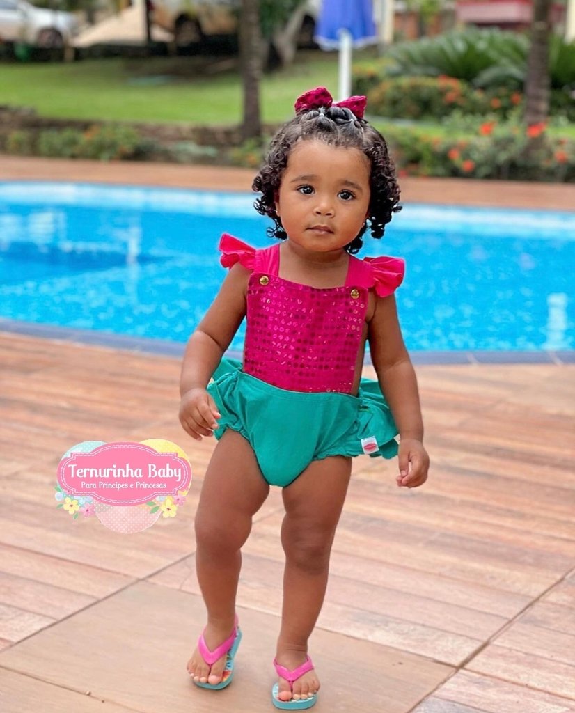 Conjunto Romper Body Moana Princesa Mesversario Roupa De Bebe Menina  Jardineira Roupa Para Bebe