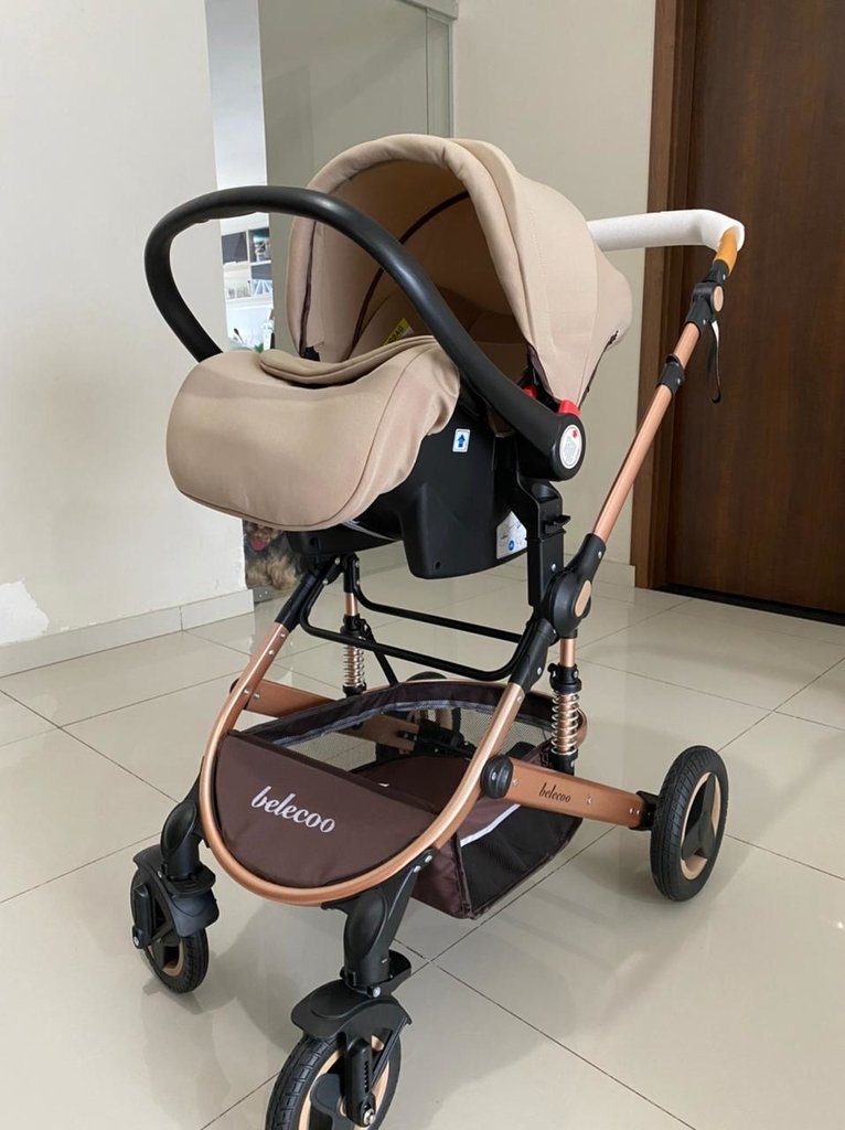 Belecoo carrinho de bebê 3 em 1, carrinho de bebê de luxo para viagem de  alta