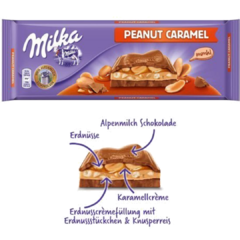Chocolates Importados - Milka Peanut Caramel - 276gr