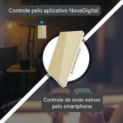 Interruptor Touch Wifi RF Nova Digital 01 Botão Dourado - Alexa / Google / Tuya - Will Store 
