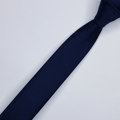 Gravata Slim Jacquard Azul Escuro com Bolinhas - comprar online