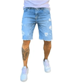 Bermuda Jeans Masculina Rasgada Destroyed na internet