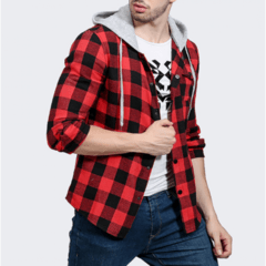 Camisa Xadrez Vermelha Moda Masculina Estampada Estilo Hip Hop