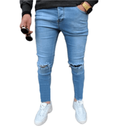 Calca Jeans skinny destroyed Azul Escuro - comprar online
