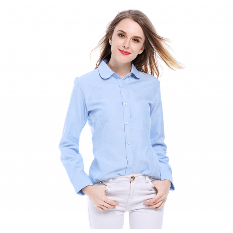 blusa social feminina azul claro