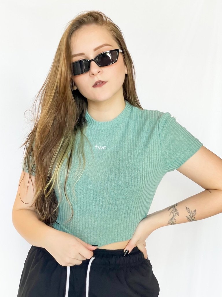 cropped gola alta verde