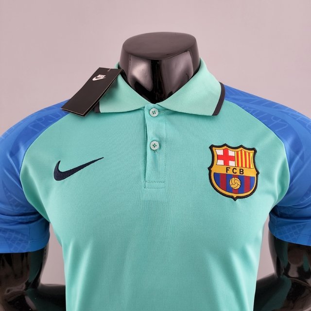 Camisa Polo Barcelona 2022/2023 Azul Claro Nike Masculina