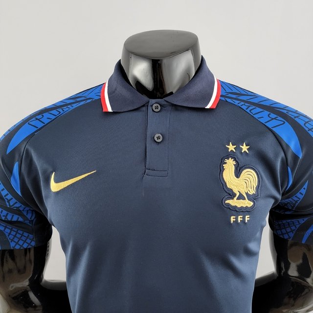 Camisa Polo França 2022/2023 Azul Escuro Nike Masculina