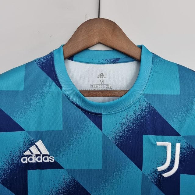 Camisa Treino Juventus 2022 Azul e Azul Escuro Torcedor Adidas