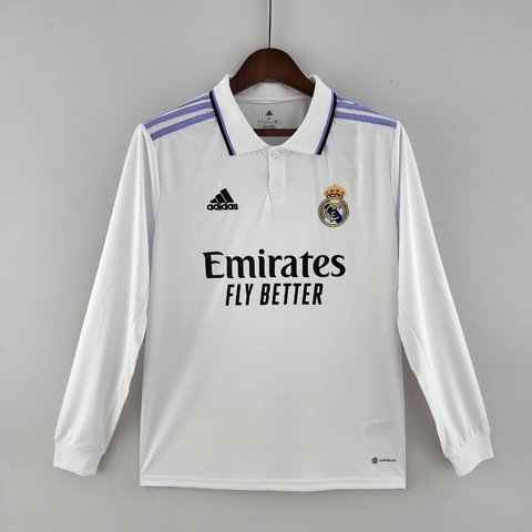 Camisa Manga Longa Real Madrid I 2022/2023 Torcedor Adidas Masculina