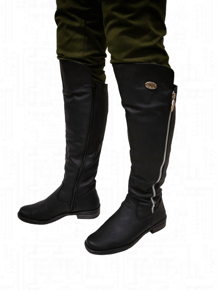 Botas Largas | Botas planas en color negro para mujer | Botas de moda