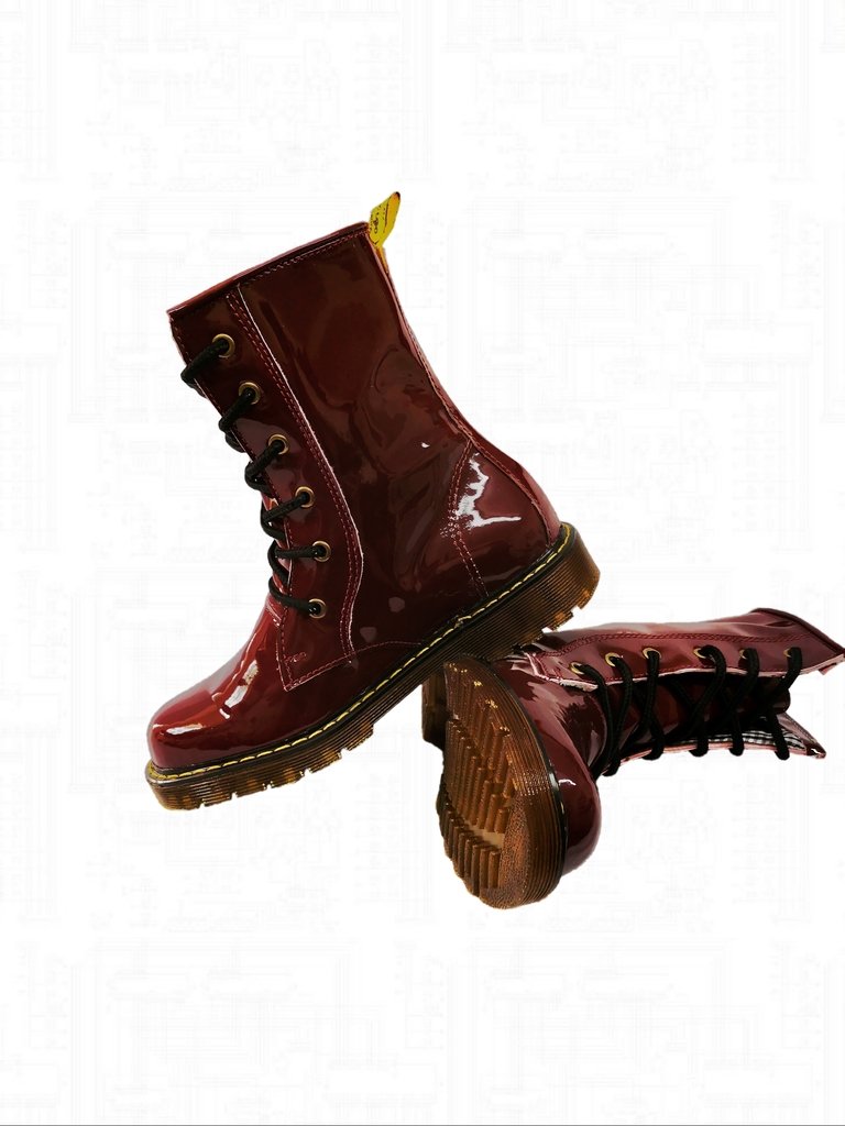 Botas Vinotinto de amarrar en charol - Calzado Junior
