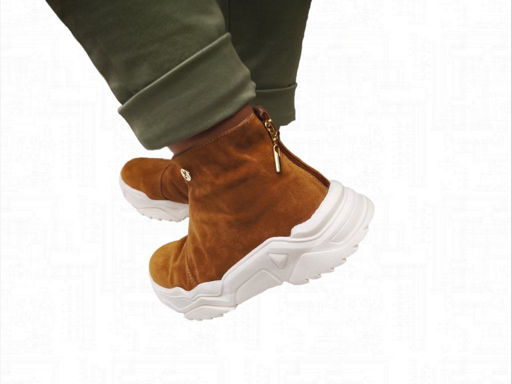 Bota larga de cuero color miel para mujer ⋆ ZuTienda