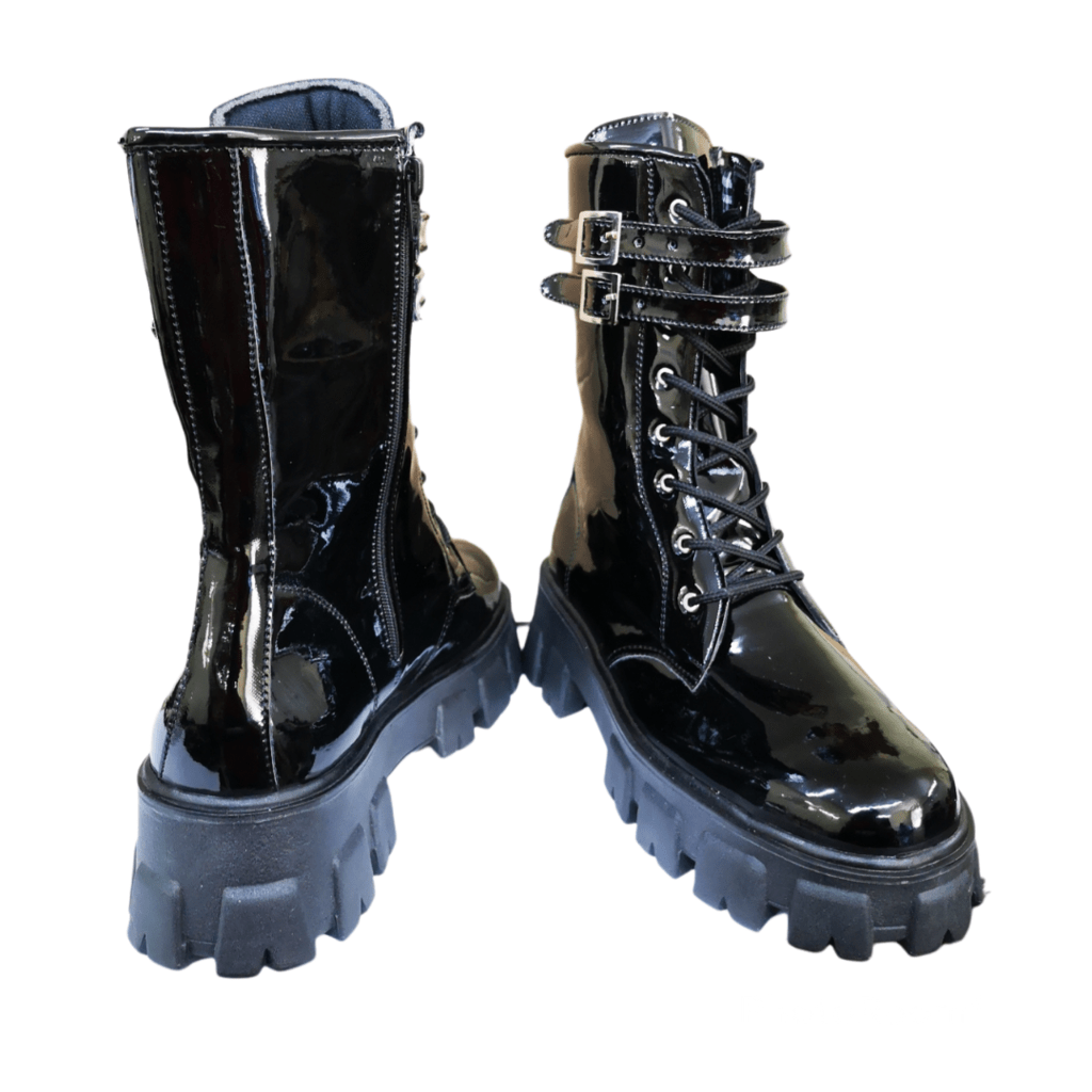 Botas Moda | Botas para mujer negras en charol suela alta