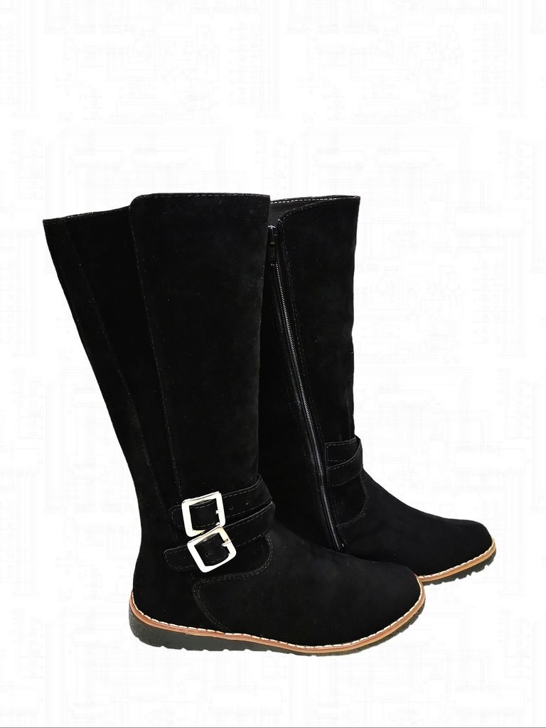 Botas Negras | Botas para mujer sin tacón color negro en Gamuza