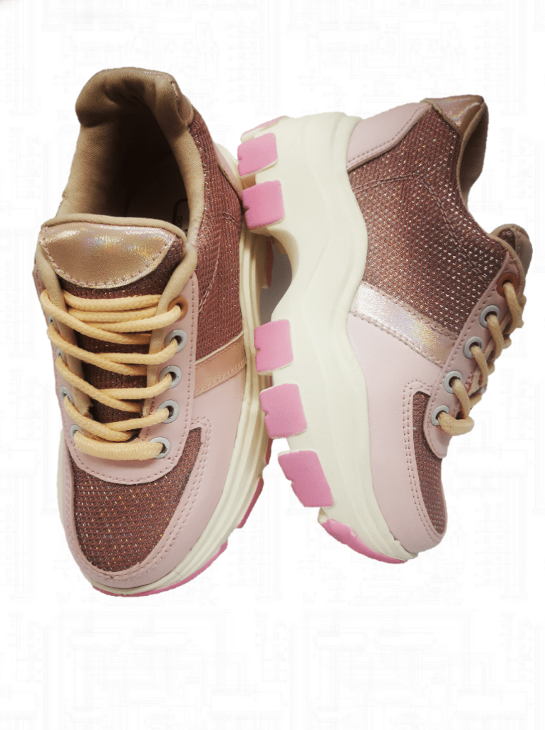 Tenis para mujer rosados con fucsia suela alta de amarrar - Plataforma