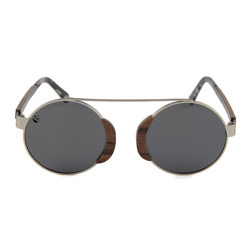 Lentes Gafas de Sol Unisex Oscuros Circulares de Madera Polarizados UV