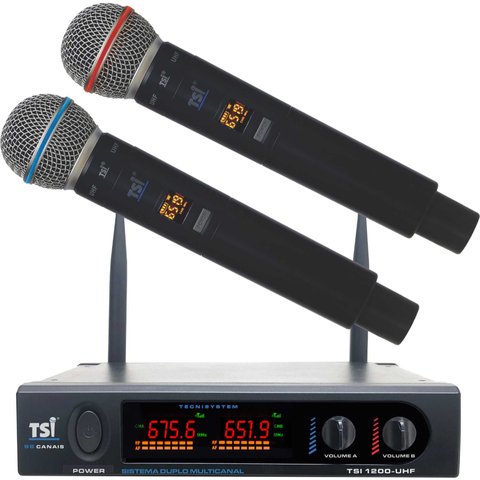 Microfone TSI-1200-UHF Sem Fio Duplo