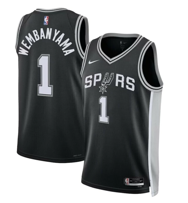 Regata NBA Nike Swingman - San Antonio Spurs - Preta - WENBANYAMA #1