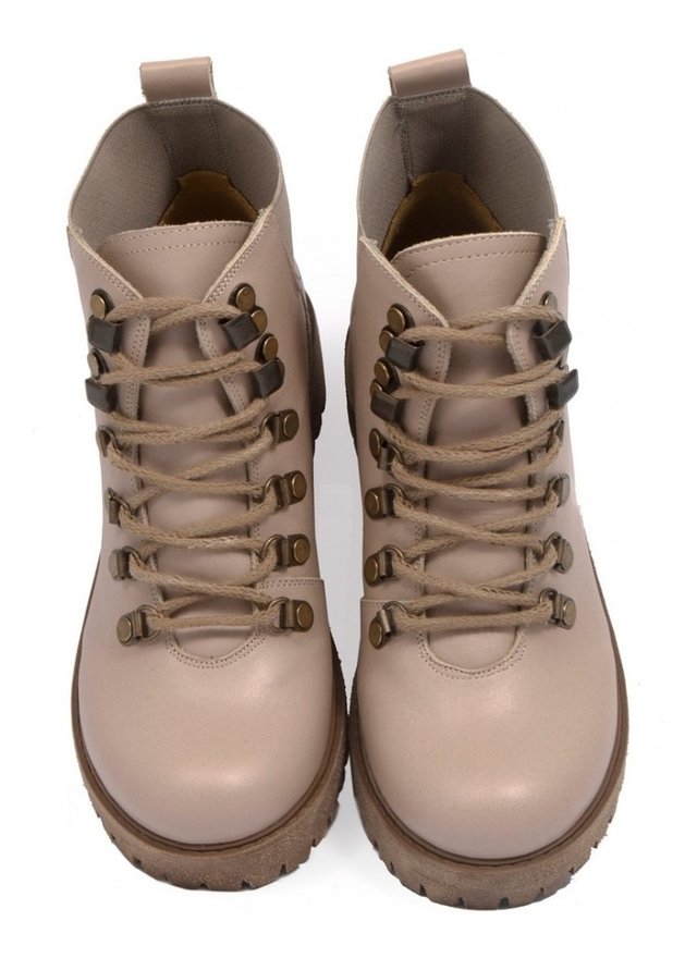 Borcego De Mujer Bota De Cuero Natural Citadina Joselin Vison