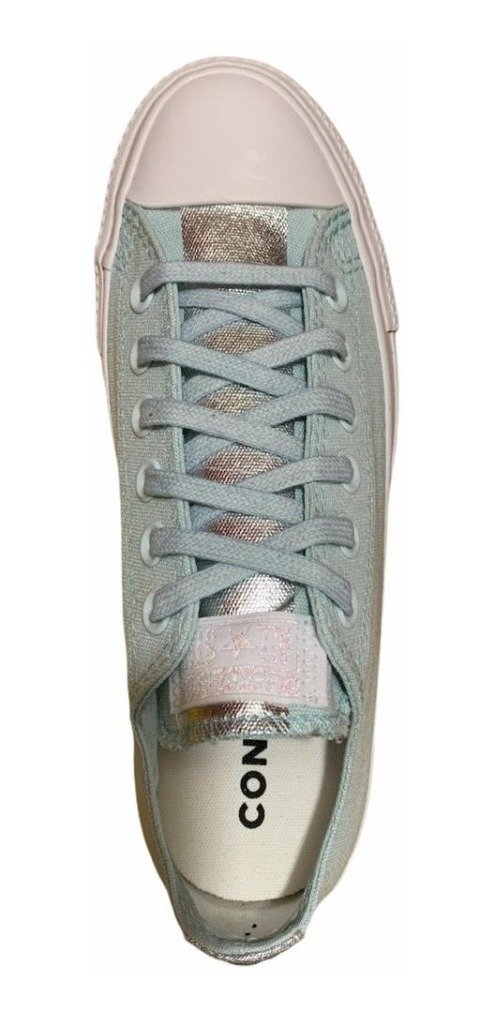 Zapatillas Converse All Star Con Plataforma Celeste Plateado
