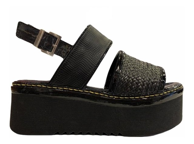 Sandalias Mujer Plataforma Lelek Giovanna Negro Texturas
