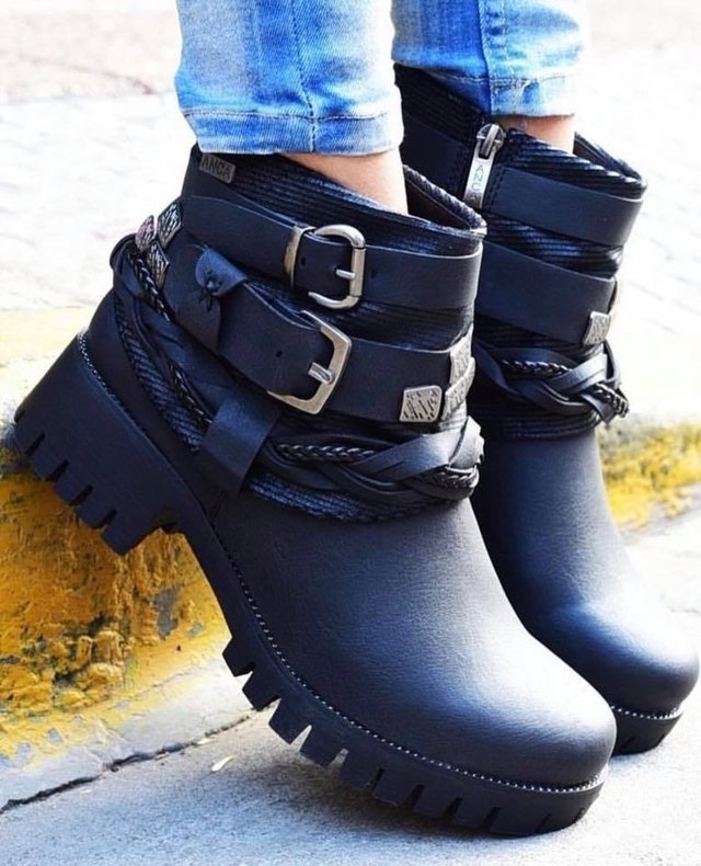 Botas De Mujer Con Cierre Borcego Botineta Con Hebillas Anca