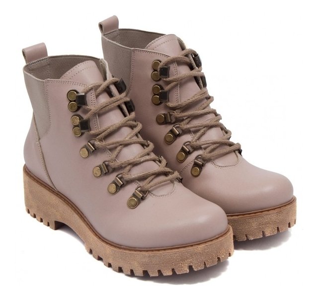 Borcego De Mujer Bota De Cuero Natural Citadina Joselin Vison