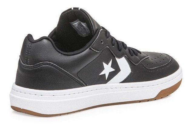 Zapatillas Converse Rival Cuero Negro Suela De Goma Cosida