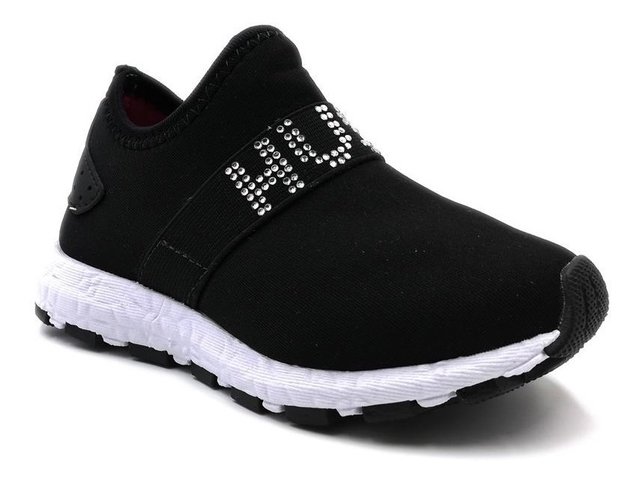 Zapatillas Para Nena Hush Puppies Manhattan Negras Y Brillos
