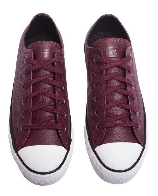 Zapatillas Converse All Star De Cuero Vacuno Natural Bordo