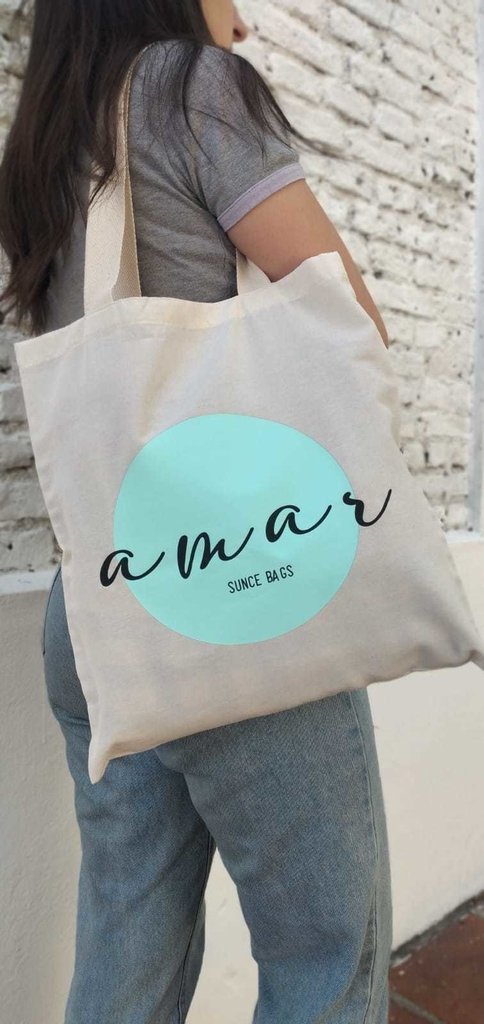 TOTE BAG LIENZO - AMAR TURQUESA - Comprar en suncebags