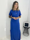 Vestido Básico Azul Longo