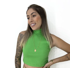 Croped Gola Canelado Verde - Use do Avesso - Loja Online de roupas Femininas Versatilidade e Estilo 