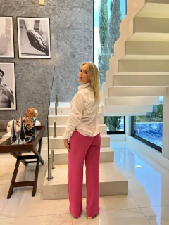 Calça pantalona Pink com cinto - loja online