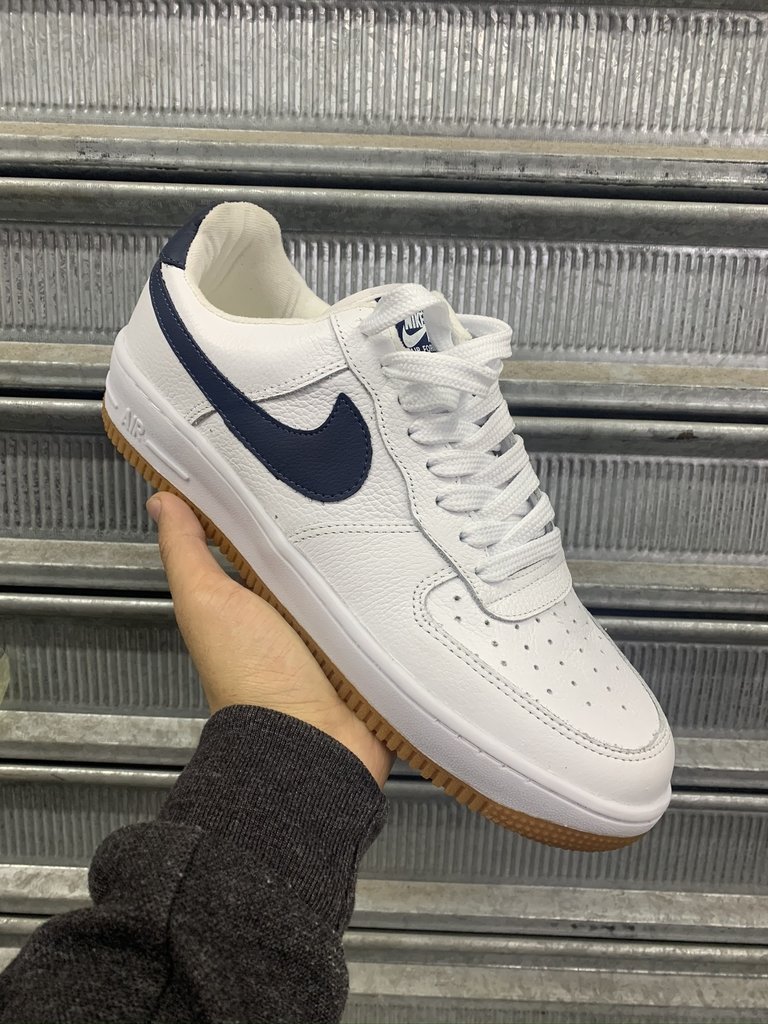 Air Force Branco Black Gum Sola Caramelo Couro