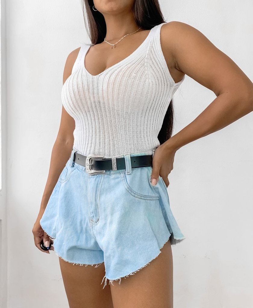 short godê jeans claro