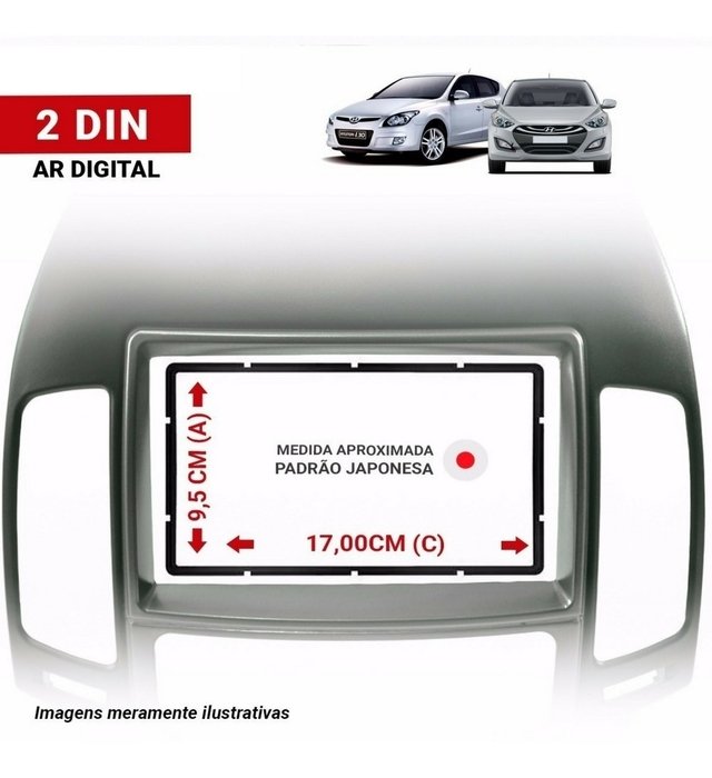 Moldura De Painel Hyundai I30 Dvd 2 Din Ar Digital Preta